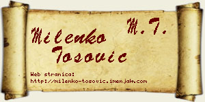 Milenko Tošović vizit kartica